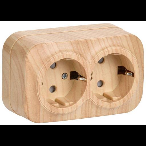 IEK ERH24-K34-16 РСш22-3-ХС Розет. 2-ая с з/к и з/ш о/у 16А GLORY сосна фото 1