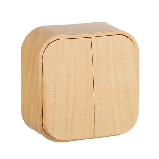 Legrand 782262 Выключатель 10A двухклавишный Quteo (Дерево) фото 1