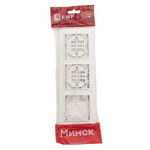 EKF ERM-G-303-10 Минск Рамка 3-местная горизонтальная белая EKF Basic фото 2
