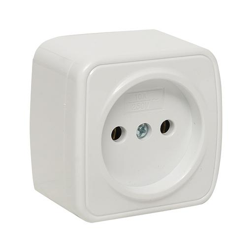EKF EGR10-022-10 Минск Розетка 1-местная ОП 10А без заземления белая EKF Basic фото 1