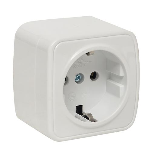 EKF EGR16-028-10 Минск Розетка 1-местная ОП 16А с заземлением белая EKF Basic фото 1
