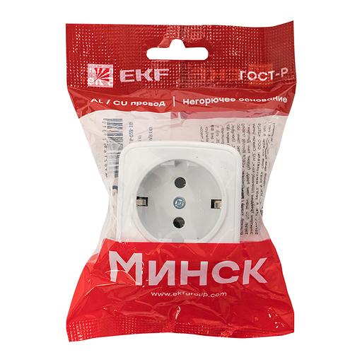EKF EGR16-028-10 Минск Розетка 1-местная ОП 16А с заземлением белая EKF Basic фото 3