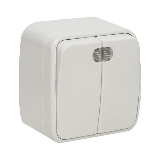 EKF EGV10-123-10 Минск Выключатель 2-клавишный ОП 10А с индикатором белый EKF Basic фото 1