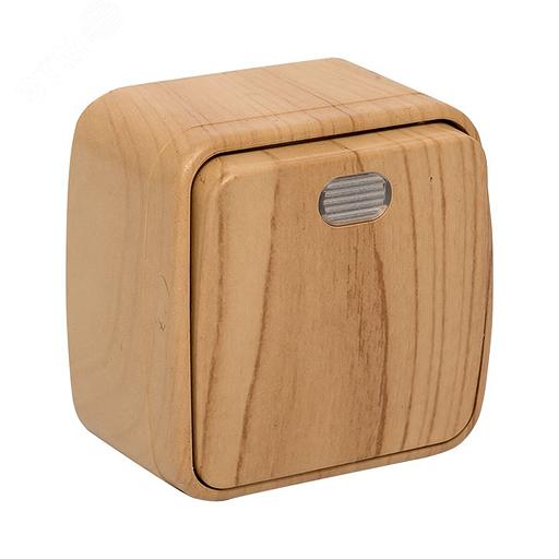 EKF EGV10-121-30 Выключатель 1-клавишный ОП Минск 10А с индикатором светлое дерево EKF фото 1