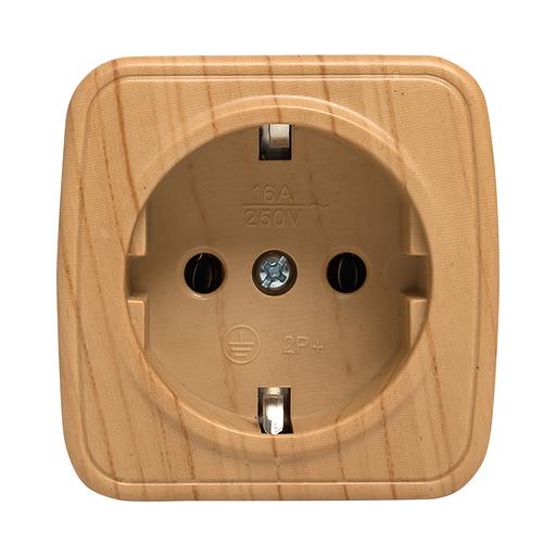 EKF EGR16-028-30 Розетка 1-местная ОП Минск 16А с заземлением светлое дерево EKF фото 3