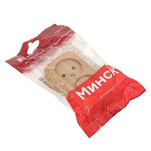 EKF EGR10-102-30 Розетка 2-местная ОП Минск 10А без заземления светлое дерево EKF фото 2