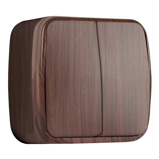 EKF EGV10-023-40 Выключатель 2-клавишный ОП Минск 10А тёмное дерево EKF фото 1