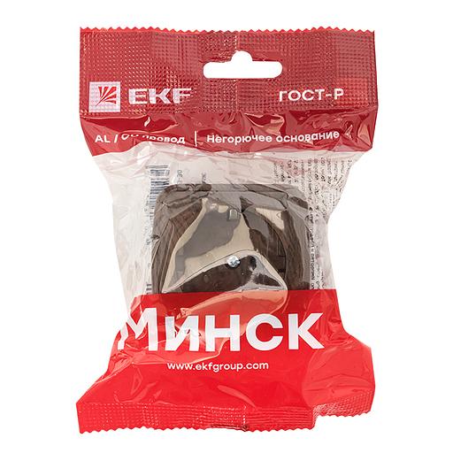 EKF EGR16-028-40 Розетка 1-местная ОП Минск 16А с заземлением тёмное дерево EKF фото 2