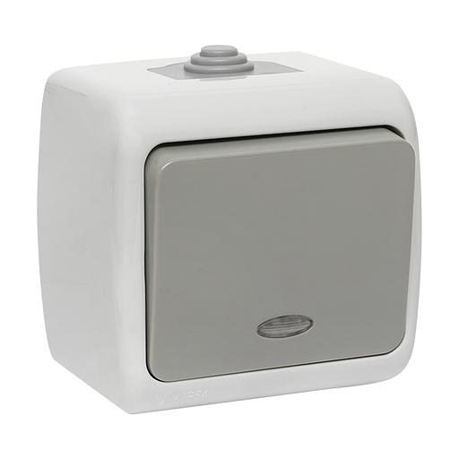 EKF EFV10-121-30-54 Мурманск Выключатель 1 -клавишный с индикатором 10А IP54 серый EKF фото 1