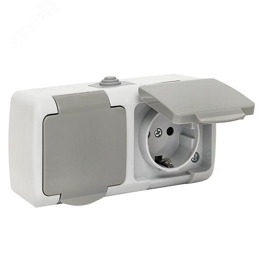EKF EFR16-129-30-54 Мурманск Розетка 2-местная 16А с заземлением с крышкой IP54 серый с защитными шторками EKF фото 3