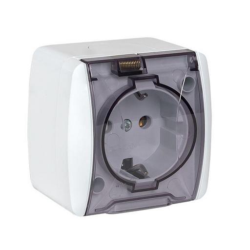 EKF EQR16-029-30-54-T Владивосток Розетка 1-местная 16А с заземлением с прозрачной крышкой IP54 фото 1