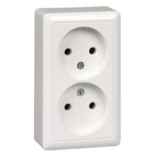 Systeme electric RA16-237-B ХИТ О/У РОЗЕТКА двойная без заземления без шторок 16А, 250В, БЕЛЫЙ. Россия фото 2