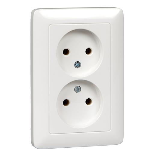 Systeme electric RS16-235-B ХИТ С/У РОЗЕТКА двойная без заземления без шторок 16А, 250В, БЕЛЫЙ. Россия фото 3