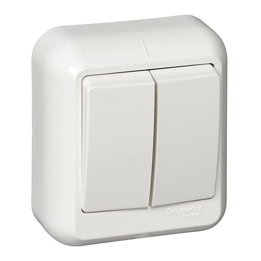 Systeme electric A56-029-B ПРИМА О/У 2-клавишный ВЫКЛЮЧАТЕЛЬ 6А 250В, БЕЛЫЙ, опт.уп.Россия фото 1