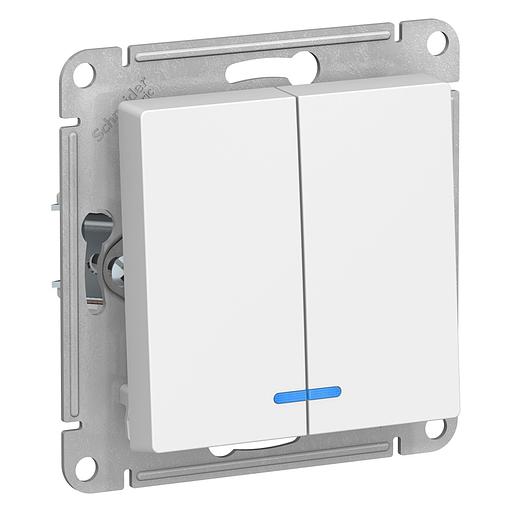 Systeme electric ATN000153 ATLASDESIGN 2-клавишный ВЫКЛЮЧАТЕЛЬ с подсветкой, сх.5а, 10АХ, механизм, БЕЛЫЙ фото 1
