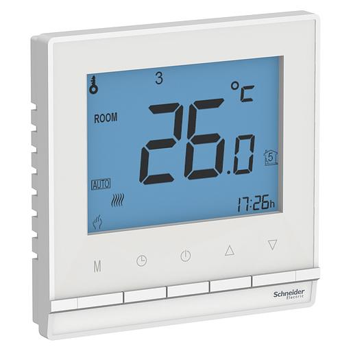Systeme electric ATN000138 ATLASDESIGN ТЕРМОСТАТ электрон.теплого пола с датч.,от + 5 до +35 °C, 16A,в сб., БЕЛЫЙ фото 1