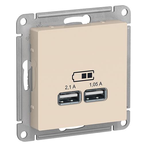 Systeme electric ATN000233 ATLASDESIGN USB РОЗЕТКА, 5В, 1 порт x 2,1 А, 2 порта х 1,05 А, механизм, БЕЖЕВЫЙ фото 1