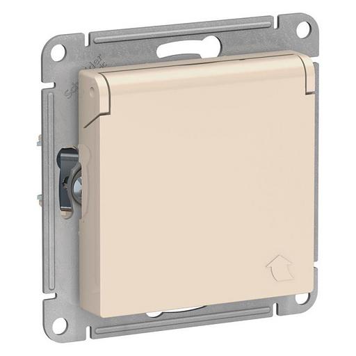 Systeme electric ATN000246 ATLASDESIGN РОЗЕТКА с заземл. со шторками с крышкой, 16А, IP20, механизм, БЕЖЕВЫЙ фото 1
