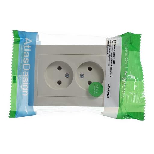 Systeme electric ATN000220 ATLASDESIGN РОЗЕТКА двойная без заземления,16А, в сборе, БЕЖЕВЫЙ фото 2
