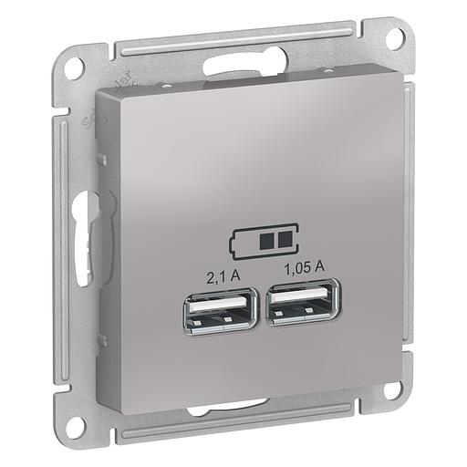 Systeme electric ATN000333 ATLASDESIGN USB РОЗЕТКА, 5В, 1 порт x 2,1 А, 2 порта х 1,05 А,механизм, АЛЮМИНИЙ фото 1