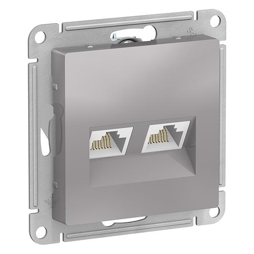 Systeme electric ATN000385 ATLASDESIGN РОЗЕТКА двойная компьютерная RJ45+RJ45, кат.5E, механизм, АЛЮМИНИЙ фото 1