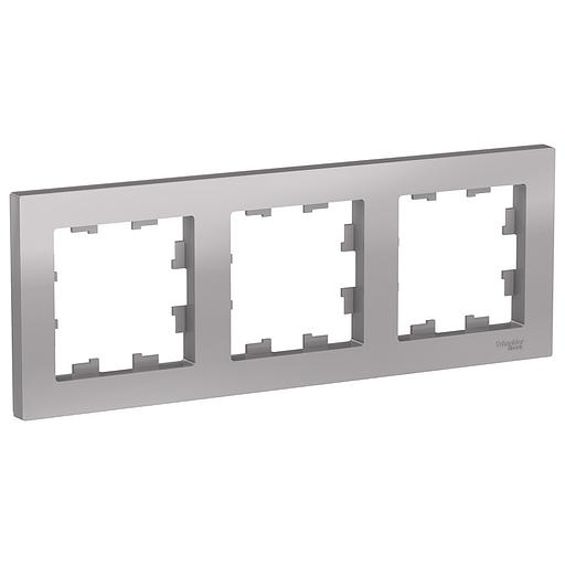 Systeme electric ATN000303 ATLASDESIGN 3-постовая РАМКА, универсальная, АЛЮМИНИЙ фото 1