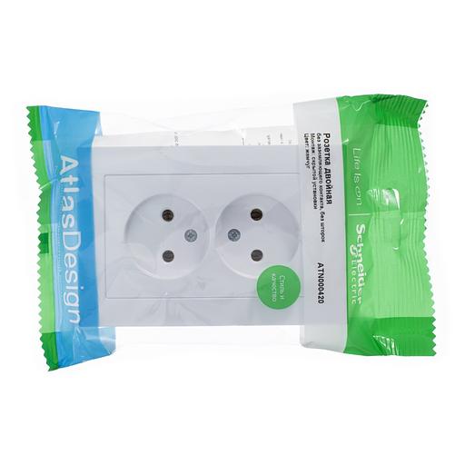 Systeme electric ATN000420 ATLASDESIGN РОЗЕТКА двойная без заземления,16А, в сборе, ЖЕМЧУГ фото 2