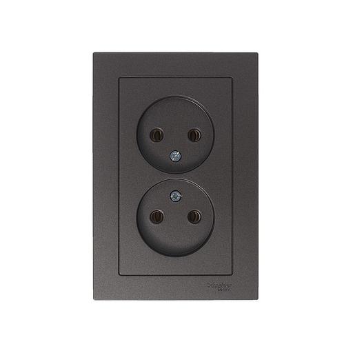 Systeme electric ATN000620 ATLASDESIGN РОЗЕТКА двойная без заземления,16А, в сборе, МОККО фото 1