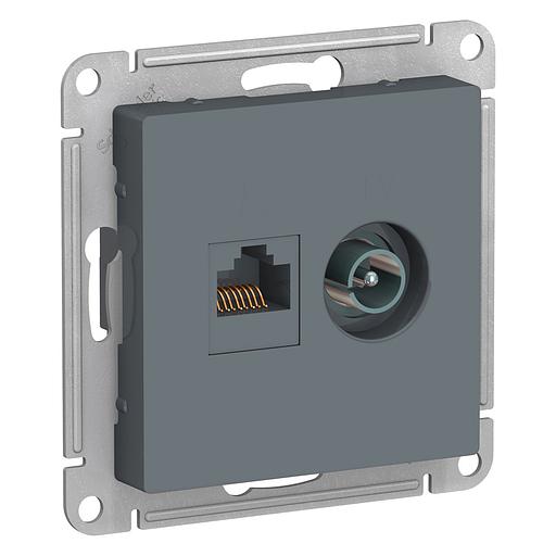 Systeme electric ATN000789 ATLASDESIGN РОЗЕТКА двойная комп+ТВ, RJ45+TV, кат.5E, механизм, ГРИФЕЛЬ фото 1