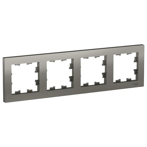 Systeme electric ATN000904 ATLASDESIGN 4-постовая РАМКА, универсальная, СТАЛЬ фото 1