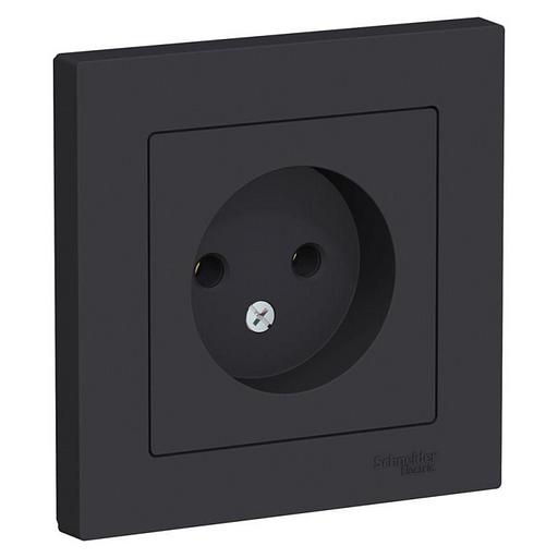 Systeme electric ATN001040 ATLASDESIGN РОЗЕТКА без заземления, 16А, в сборе, КАРБОН фото 1