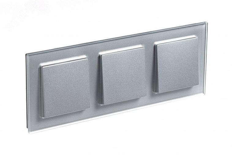 Systeme electric ATN320303 Рамка 3-постовая ATLASDESIGN NATURE, СТЕКЛО АЛЮМИНИЙ фото 1