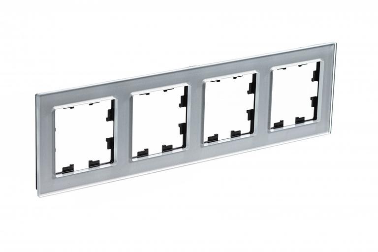 Systeme electric ATN320304 Рамка 4-постовая ATLASDESIGN NATURE, СТЕКЛО АЛЮМИНИЙ фото 1