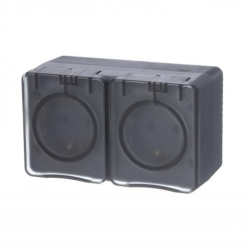 Systeme electric ATN544026 AtlasDesign Profi54 розетка двойная с заземлением со шторками IP54 16А 250B, АНТРАЦИТ, Россия фото 1