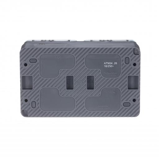 Systeme electric ATN544026 AtlasDesign Profi54 розетка двойная с заземлением со шторками IP54 16А 250B, АНТРАЦИТ, Россия фото 2