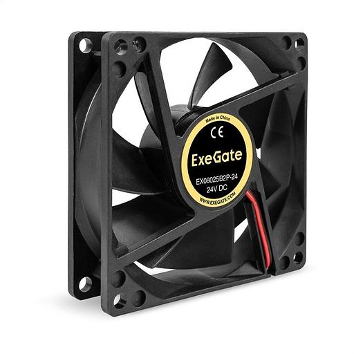 Exegate EX295207RUS Вентилятор 24B DC ExeGate EX08025B2P-24 (80x80x25 мм, 2-Ball (двойной шарикоподшипник), 2pin, 2850RPM, 28.5dBA) фото 1