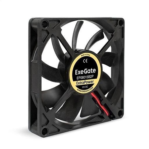 Exegate EX295237RUS Вентилятор 12В DC ExeGate ExtraPower EP08015B2P (80x80x15 мм, 2-Ball (двойной шарикоподшипник), 2pin, 2600RPM, 26dBA) фото 1