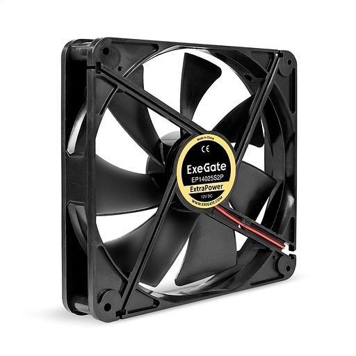 Exegate EX295247RUS Вентилятор 12В DC ExeGate ExtraPower EP14025S2P (140x140x25 мм, Sleeve bearing (подшипник скольжения), 2pin, 1600RPM, 31dBA) фото 1