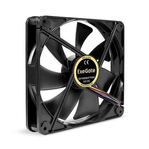 Exegate EX295248RUS Вентилятор 12В DC ExeGate EX14025S4P-PWM (140x140x25 мм, Sleeve bearing (подшипник скольжения), 4pin, PWM, 24dBA) фото 1