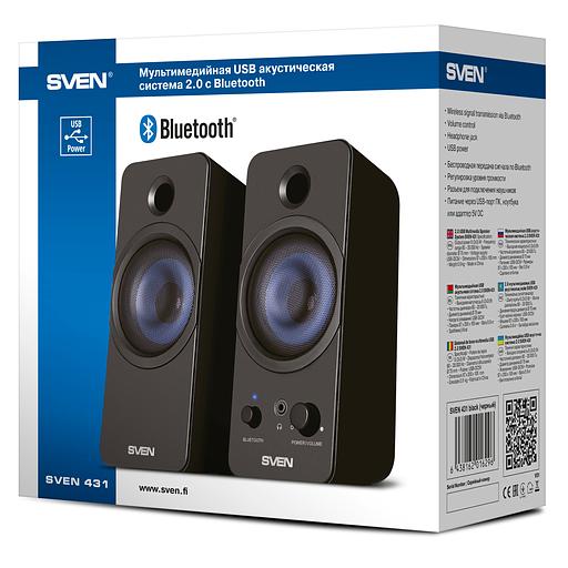 АС SVEN 431, чёрный, USB, акустическая система 2.0, мощность 2x3 Вт(RMS), Bluetooth Sven SV-016296 фото 5