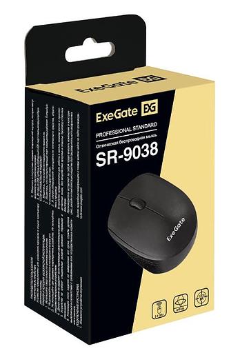 Exegate EX295309RUS Беспроводная мышь ExeGate Professional Standard SR-9038 (радиоканал 2,4 ГГц, USB, оптическая, 1200dpi, 3 кнопки и колесо прокрутки, черная, Color Box) фото 4