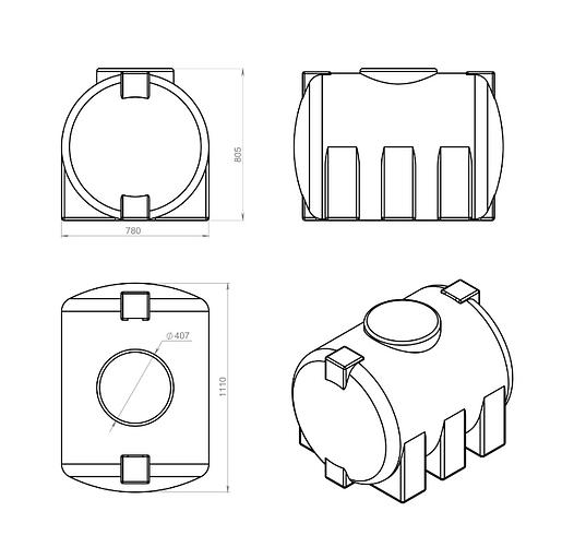Ёмкость горизонтальная 500 л фото 2