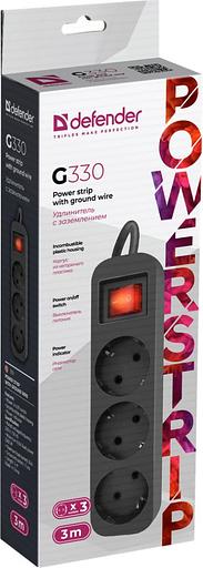 Defender Удлинитель G330 3.0 м, 3 розетки [99334] выключатель, с заземлением фото 5
