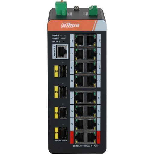 DAHUA DH-IS4420-16GT-240 16-портовый гигабитный управляемый коммутатор с PoE, промышленное исполнение, 16xRJ45 1Gb, 4xSFP 1Gb фото 3