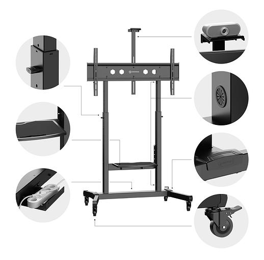 ONKRON TS1991-B черный, стойка для телевизора с кронштейном 50"-100", мобильная фото 6