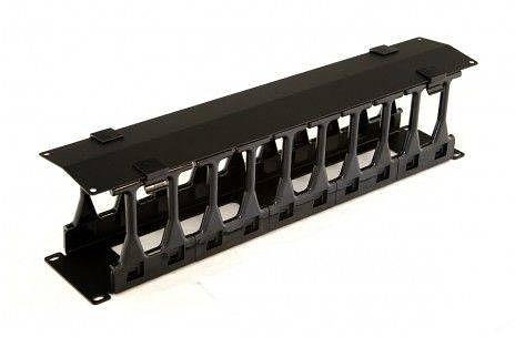 Кабельный органайзер Hyperline CMF-2U-FPL106-MCOV-RAL9005 пальцы 2U шир.:19" глуб.:106мм фото 1