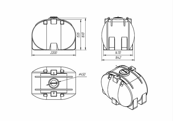 Ёмкость горизонтальная 4000 л усиленная фото 2