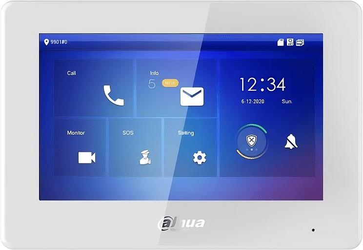 DAHUA DHI-VTH5421HW-W Монитор видеодомофона IP 7-и дюймовый с WiFi 2.4ГГц, белый, ёмкостной сенсорный экран, поддержка micro-SD до 64Гб, питание DC 12В фото 1