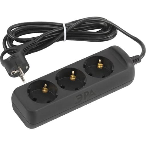 ЭРА Б0057723 Удлинитель электрический UX-3e-5m-B с заземлением 3 розетки 5м ПВС 3x0,75мм2 10А черный фото 1