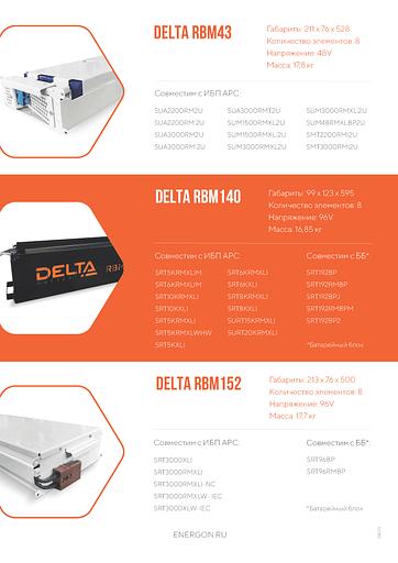 Сменный батарейный картридж DELTA RBM140, совместимый с ИБП АРС серий SURT*** и SURTD*** мощностью от 3 ква, SRT*** мощностью от 5ква, ДxШxВ 595х99х123мм., вес 33.7кг., 2 модуля RBM140 в одной коробке, срок службы до 8 лет. Delta RBM140 фото 2